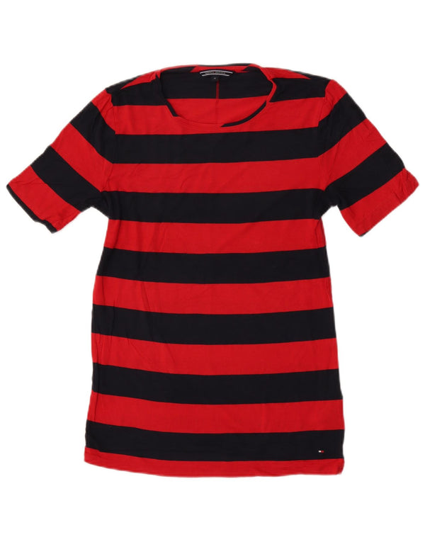 Tommy Hilfiger Dame T-Shirt Top UK 12 Medium Rød Stribet
