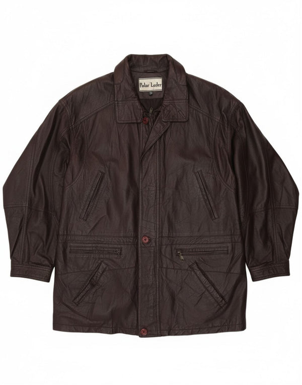 Vintage Herre Læderjakke IT 58 4XL Burgundy Læder