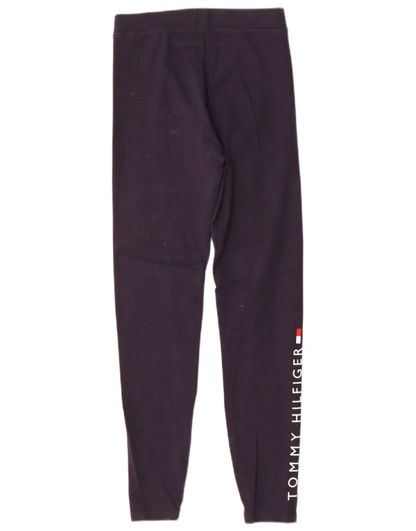 Tommy Hilfiger Womens Graphic Leggings UK 10 Small Navy Blue Cotton