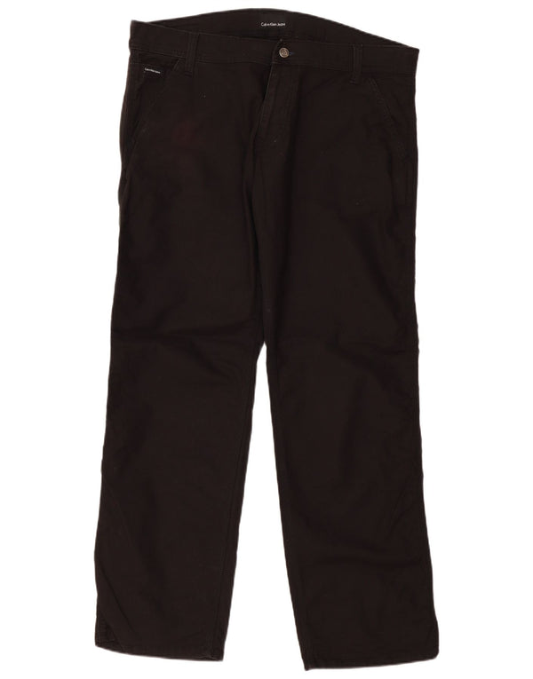Calvin Klein Mens Straight Jeans W38 L34 Black Cotton