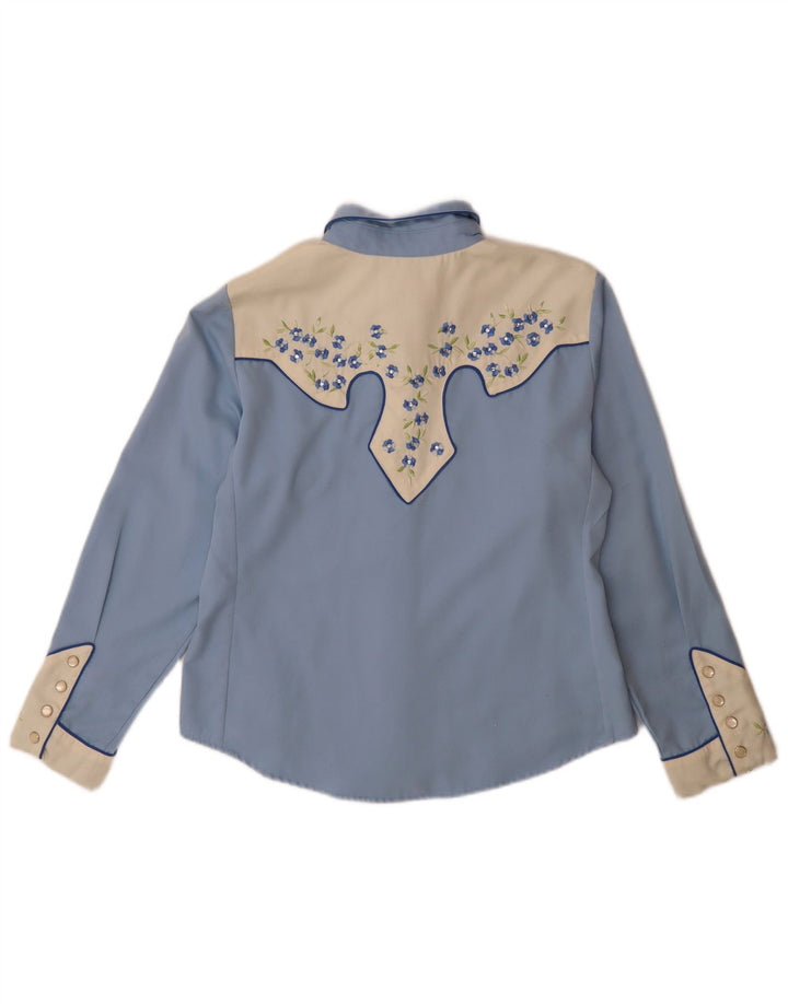 Scully Dameskjorte UK 14 Medium Blue Colourblock Rayon