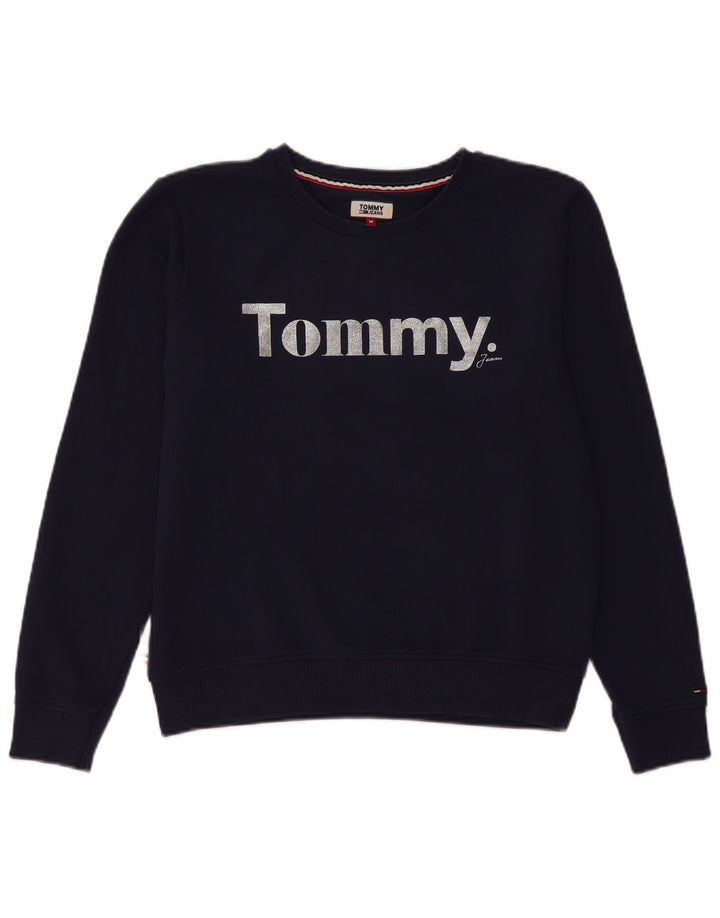 Tommy Hilfiger Dame Grafisk Sweatshirt Jumper UK 14 Medium Navy Blue