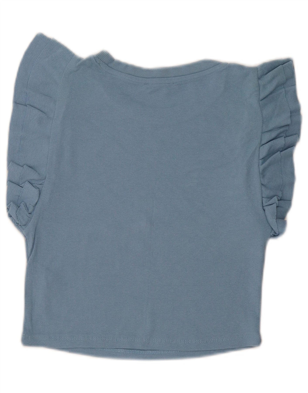 Zara Womens Crop Bluse Top UK 14 Large Blue Cotton