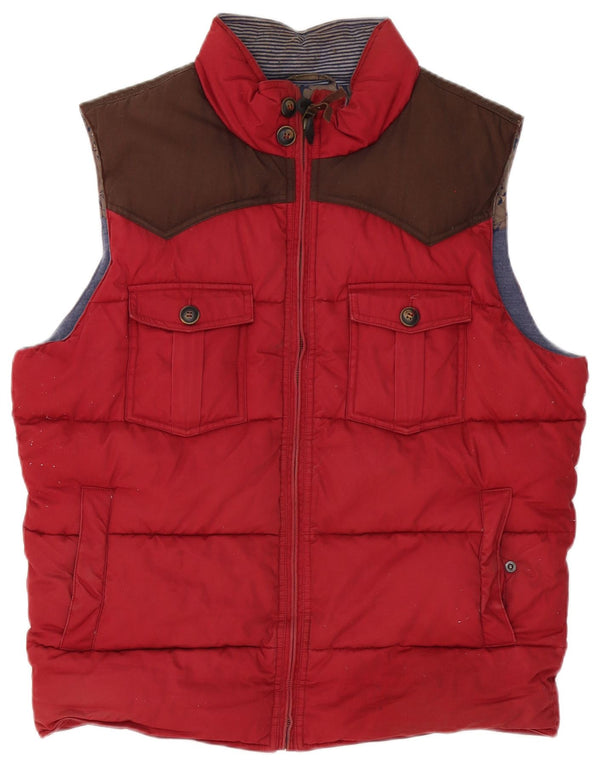 Ted Baker Herre Polstret Gilet Størrelse 5 XL Rød Colourblock Bomuld