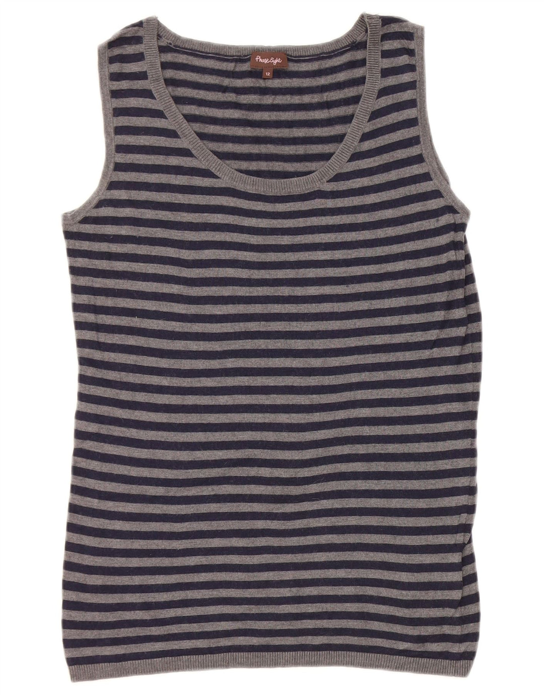 Phase Eight Dame Vest Tank Top UK 12 Medium Grå Stribet Nylon
