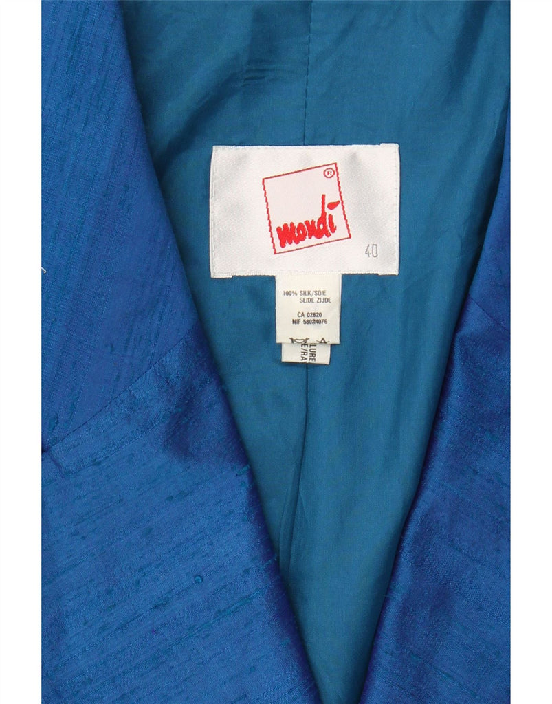 MONDI Womens 2 Button Blazer Jacket EU 40 Medium Blue Silk Vintage Mondi and Second-Hand Mondi from Messina Hembry 