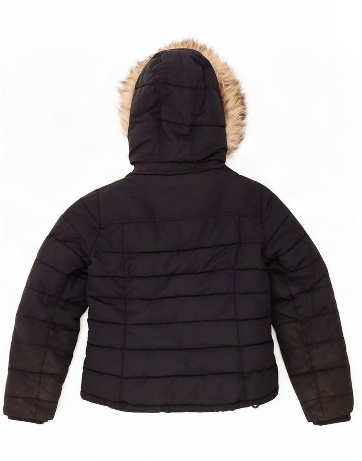 Topshop Polstret hættejakke til kvinder UK 12 Medium Sort Polyester