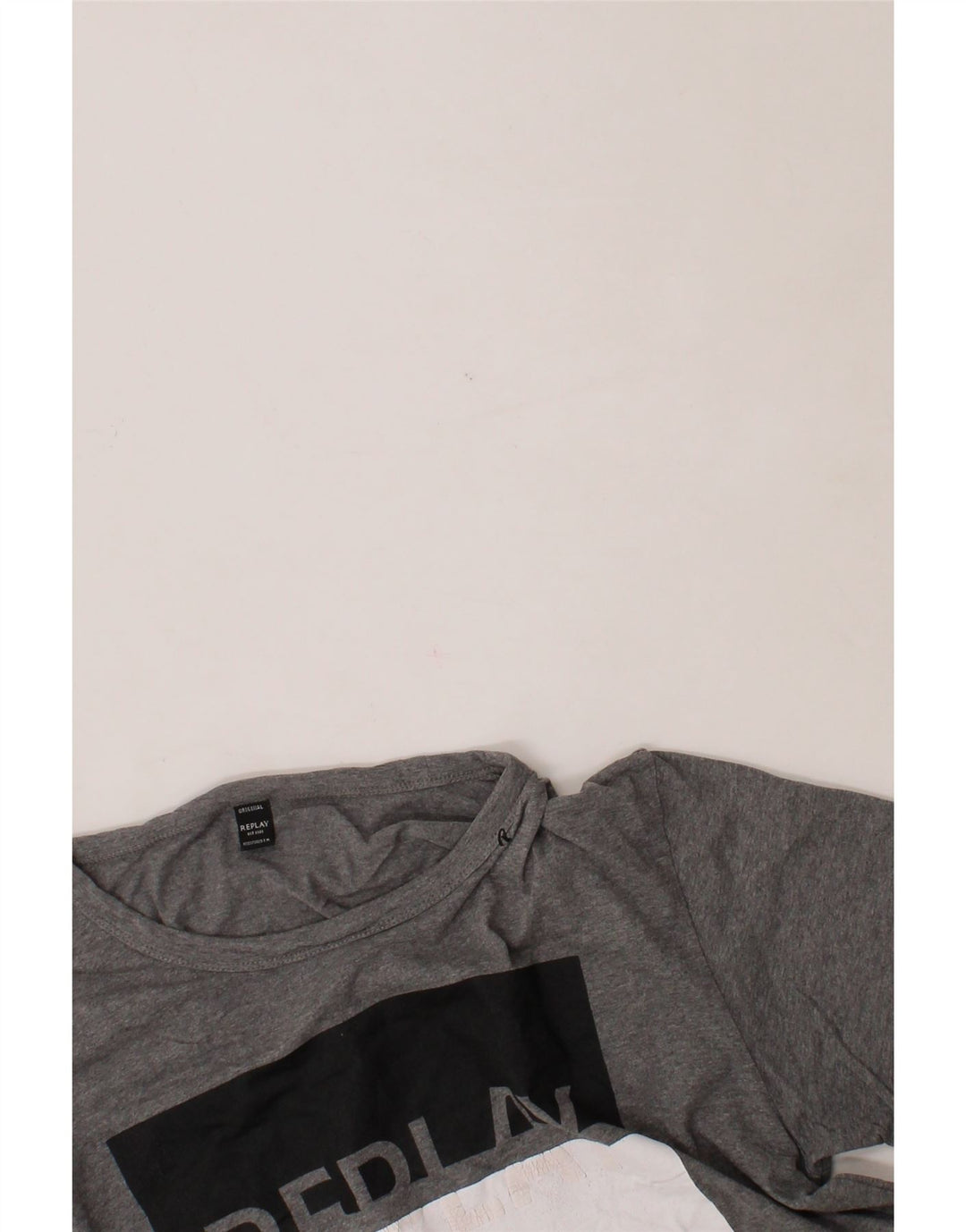REPLAY Mens Graphic T-Shirt Top Large Grey Cotton Vintage Replay and Second-Hand Replay from Messina Hembry 