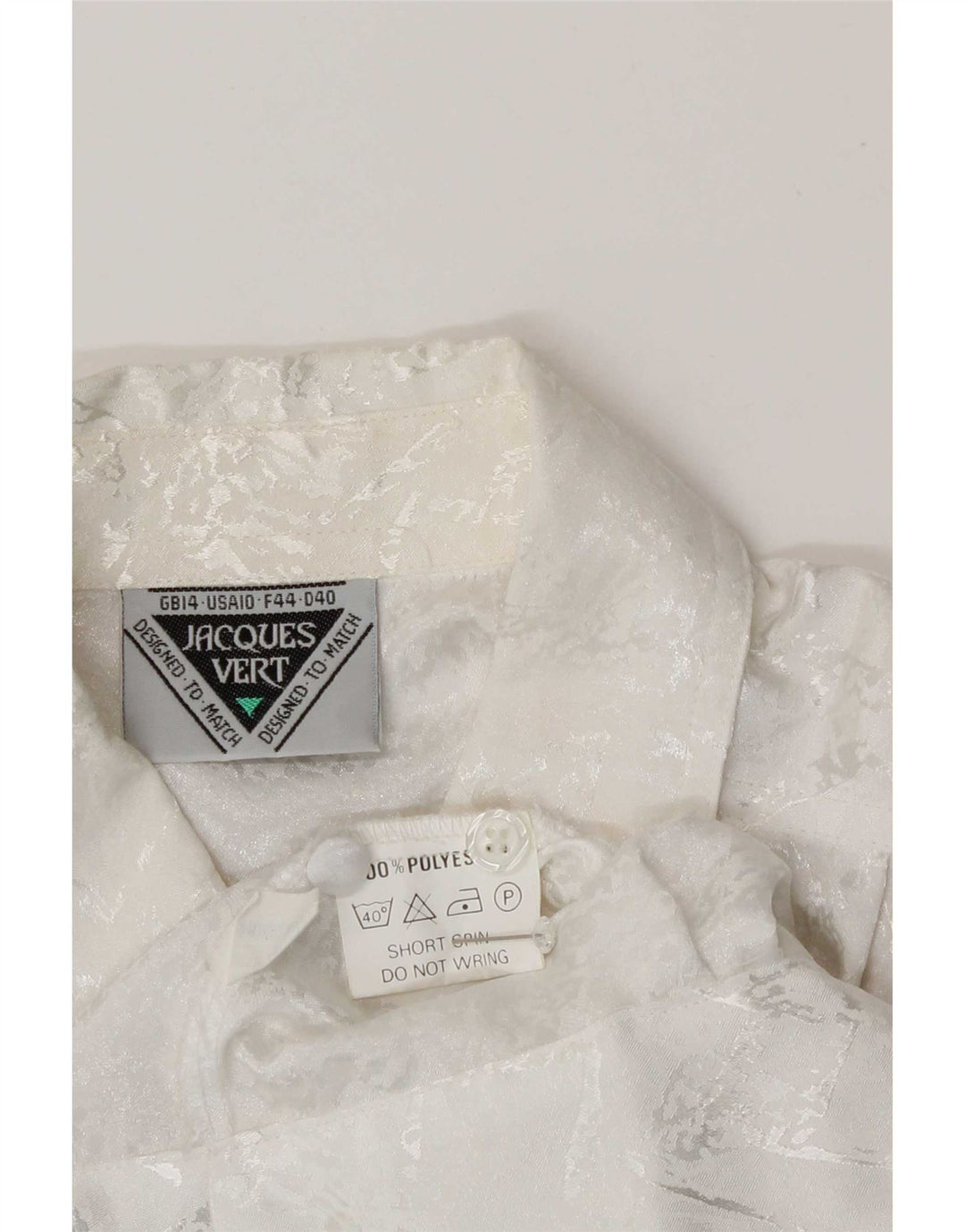 Jacques Vert Kvinder Abstrakt mønster Skjortebluse UK 16 Large White