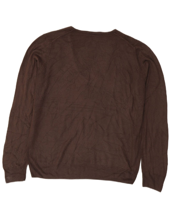Marks & Spencer Dame V-hals sweater UK 16 Stor brun akryl