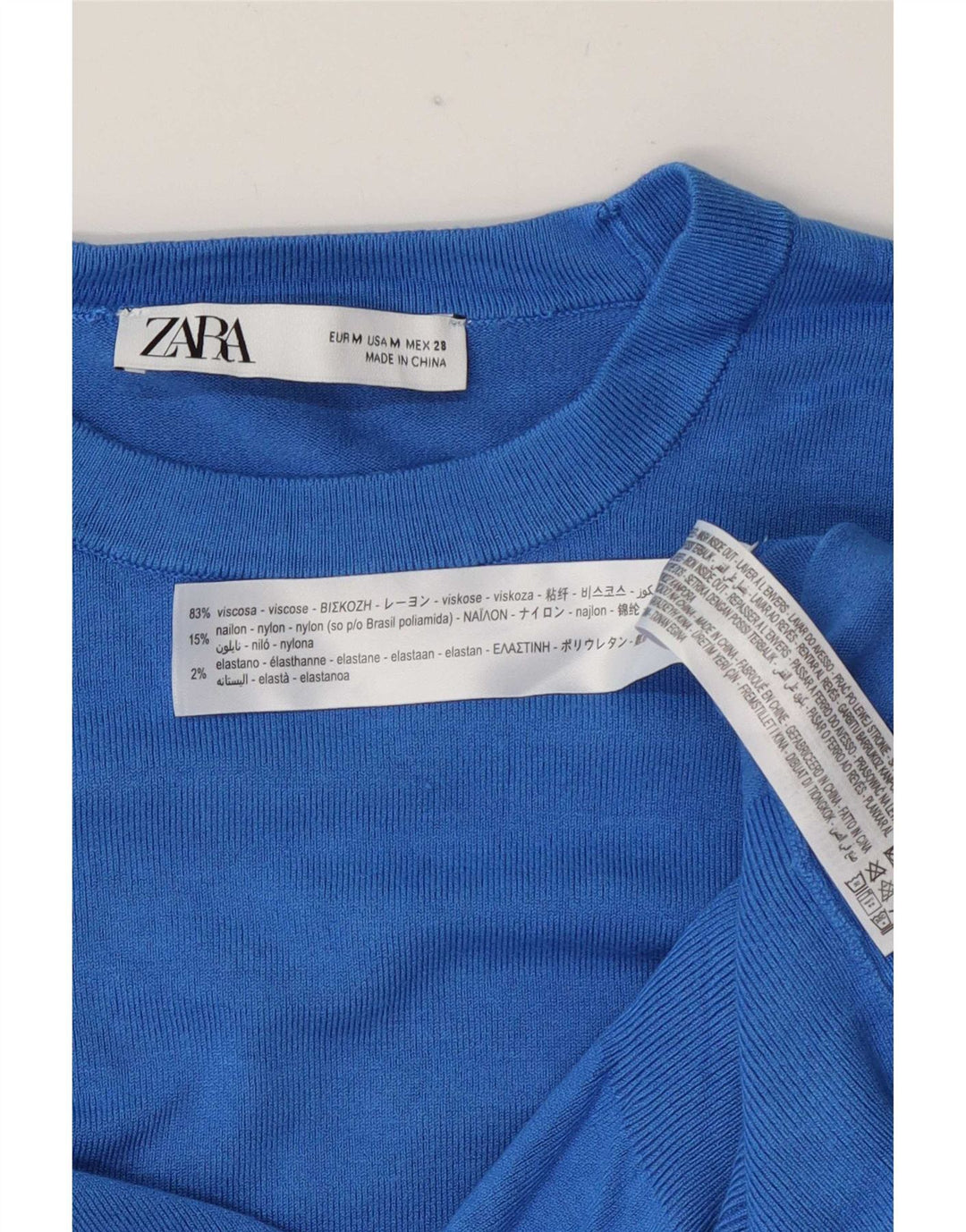 Zara Dame sweater med rund hals DK 12 Medium Blue Viscose