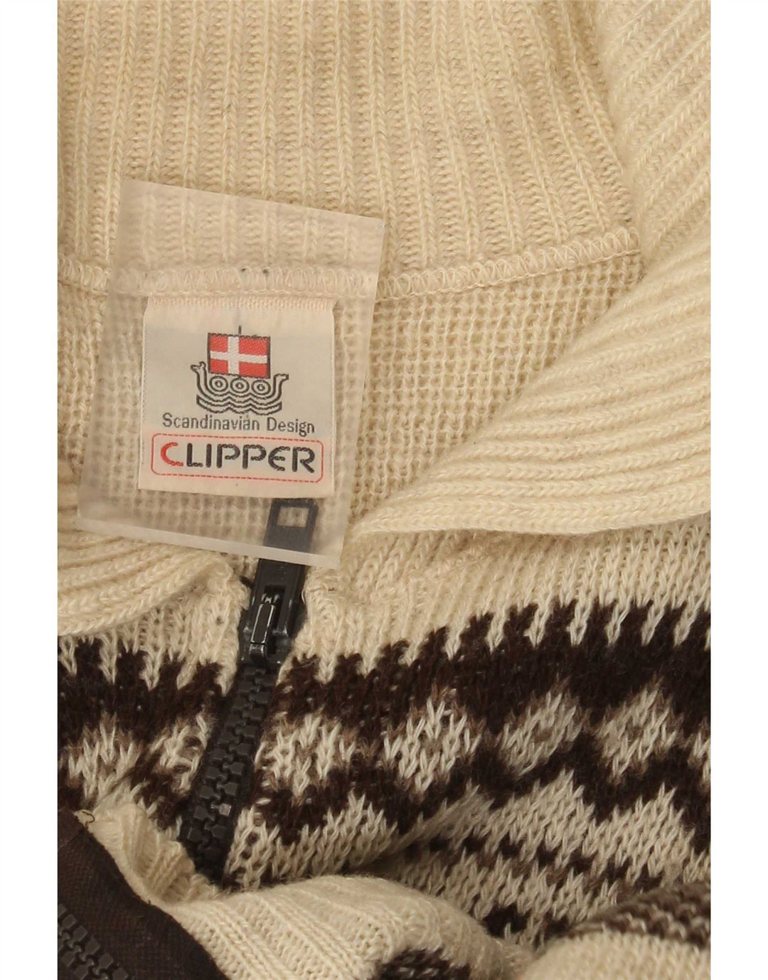 Clipper Herre cardigan sweater IT 54 XL Off White Fair Isle Wool