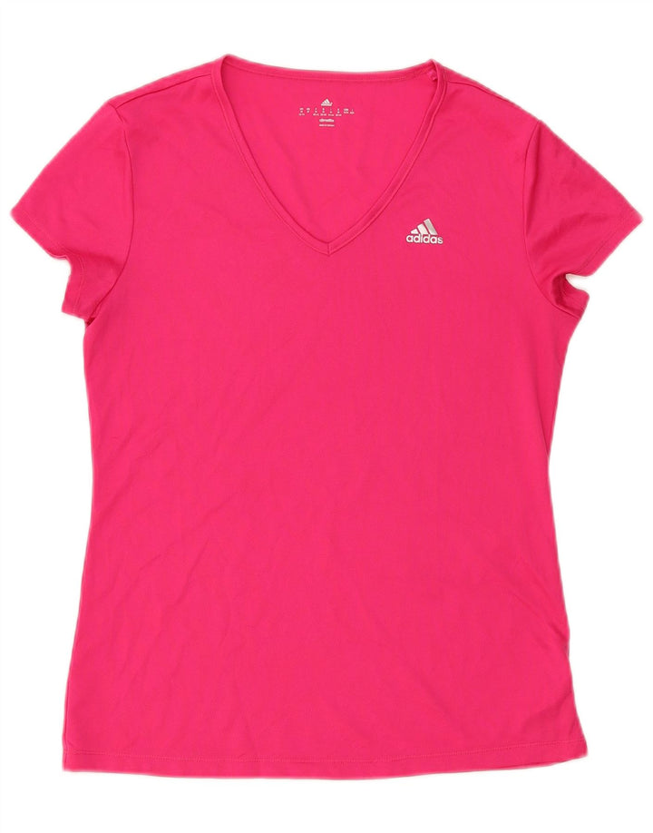 Adidas Dame Climalite T-Shirt Top UK 12/14 Medium Pink Polyester