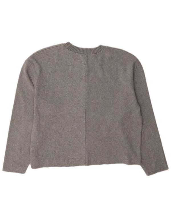 Zara Dame Loose Fit Top Langærmet UK 10 Lille Grå Polyester