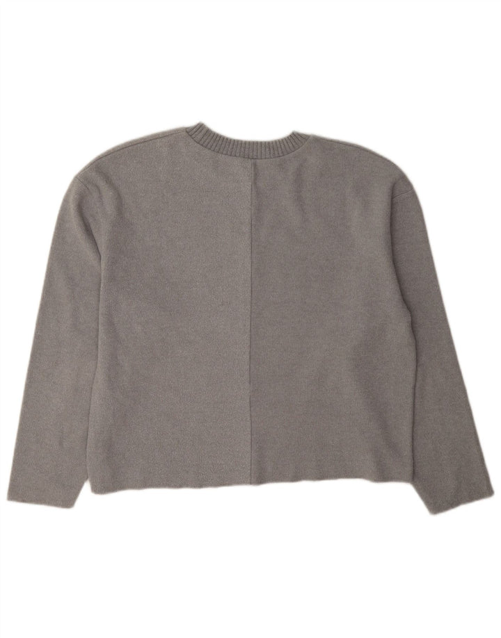 Zara Dame Loose Fit Top Langærmet UK 10 Lille Grå Polyester