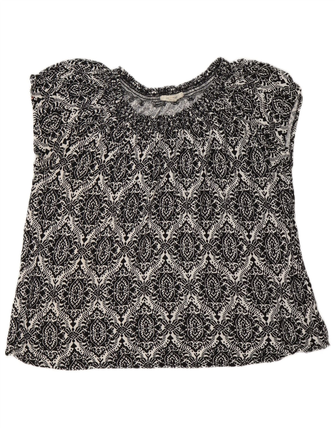 White Stuff Damebluse Top UK 14 Large Black Paisley Linen