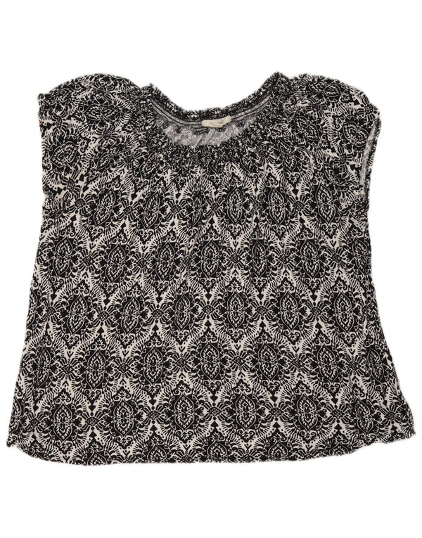 White Stuff Damebluse Top UK 14 Large Black Paisley Linen