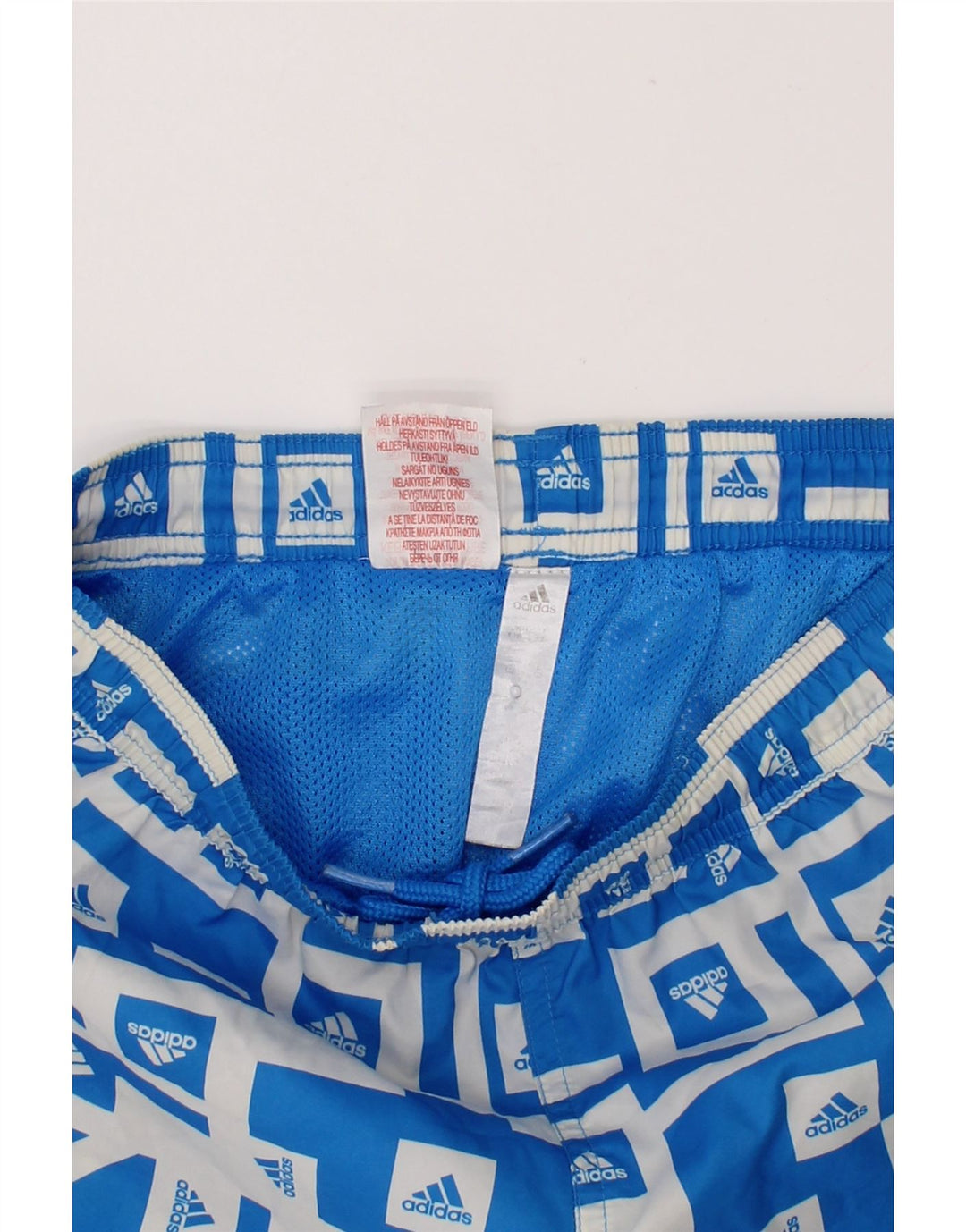 ADIDAS Boys Graphic Sport Shorts 9-10 Years Blue Vintage Adidas and Second-Hand Adidas from Messina Hembry 