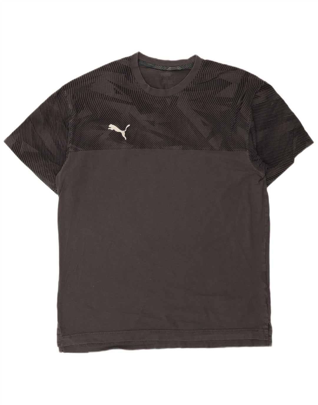 Puma Herre T-Shirt Top Stor Grå Geometrisk Bomuld