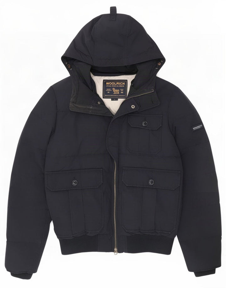 Woolrich Herre hættepolstret jakke UK 36 Small Navy Blue Polyester
