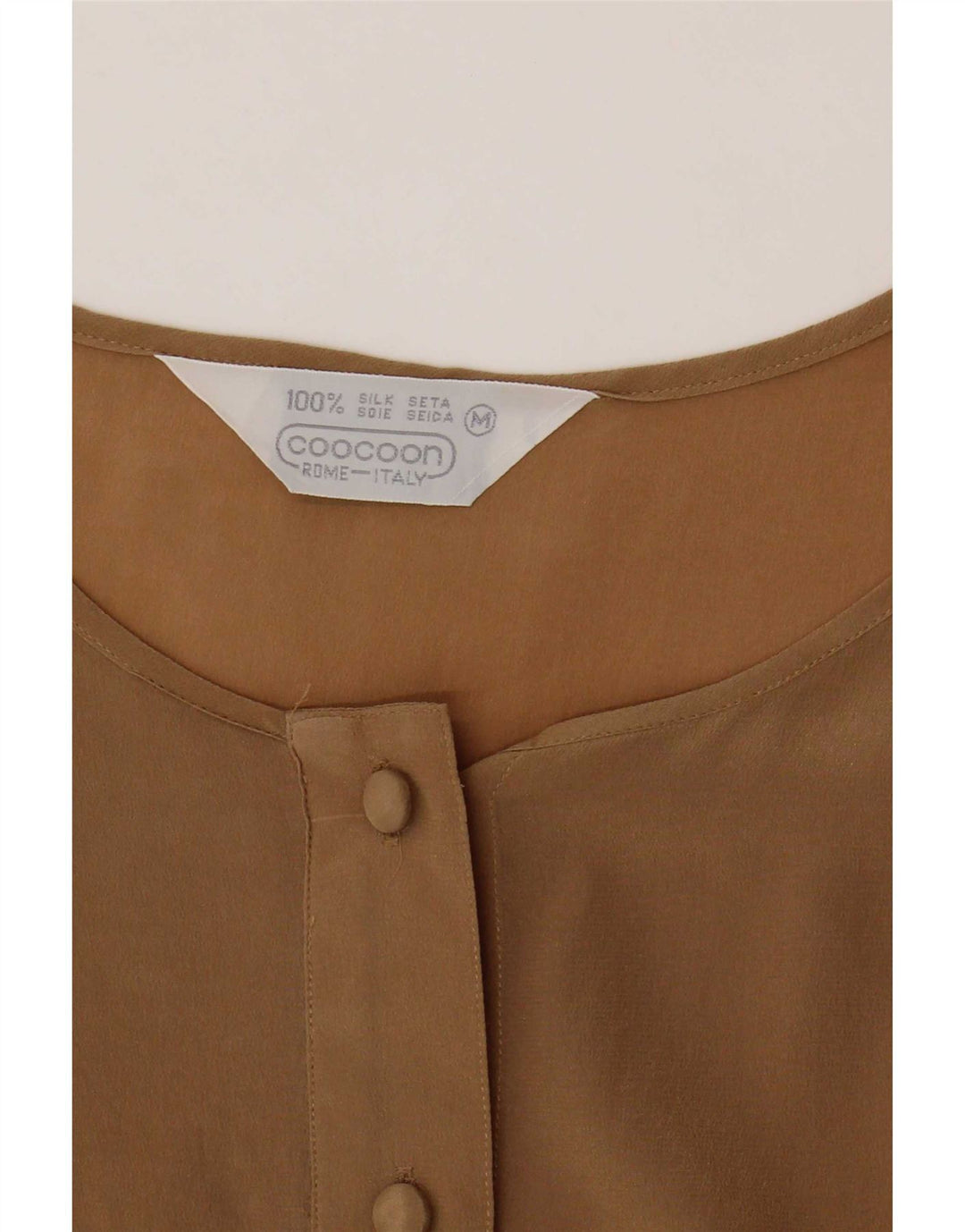 Coocoon Dame ærmeløs skjortebluse UK 12 Medium Brun Silke