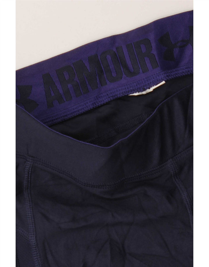 Under Armour Womens Crop Leggings UK 8 Small Navy Blue Colourblock