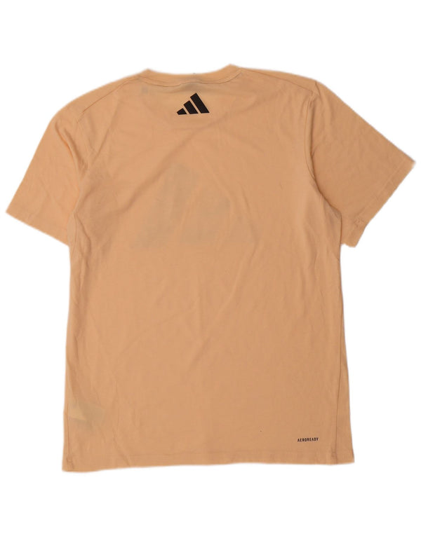 Adidas Mens Training Graphic T-Shirt Top Medium Beige Cotton