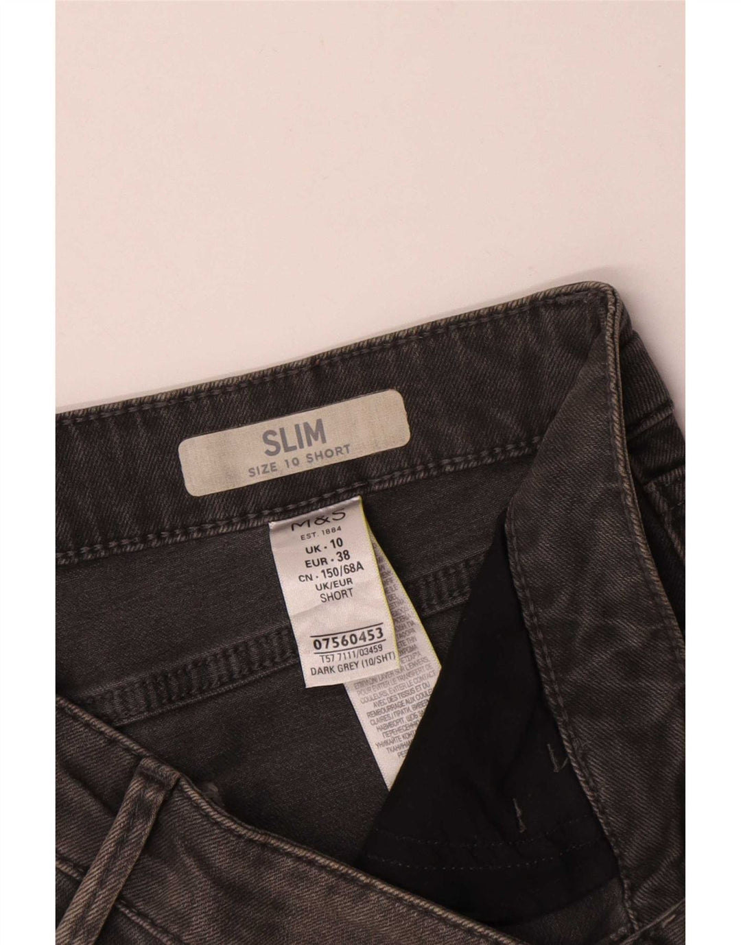 Marks & Spencer Dame Slim Jeans UK 10 Small W30 L28 Grå Bomuld
