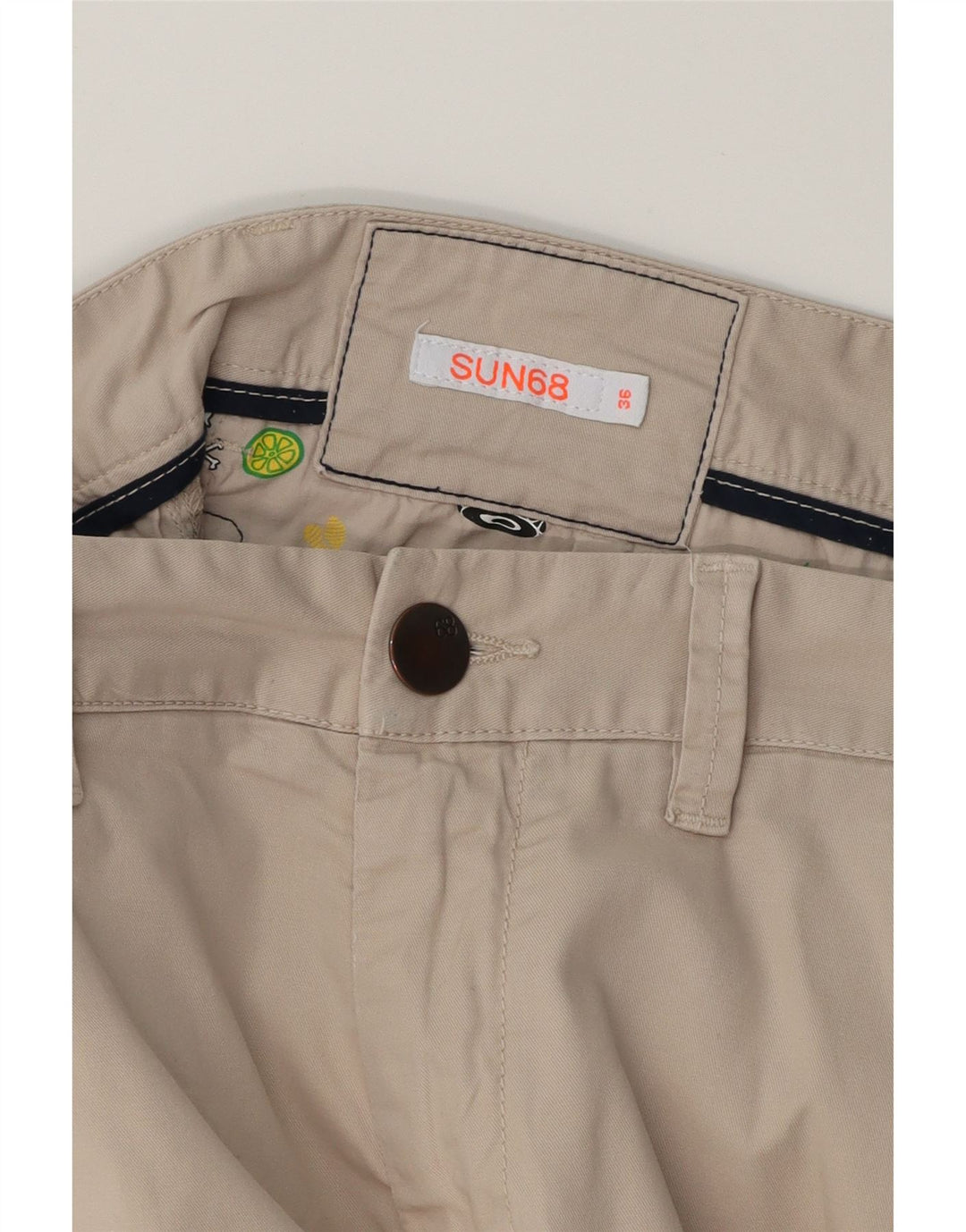 SUN68 Mens Slim Chino Trousers W36 L33 Beige Cotton Vintage Sun68 and Second-Hand Sun68 from Messina Hembry 