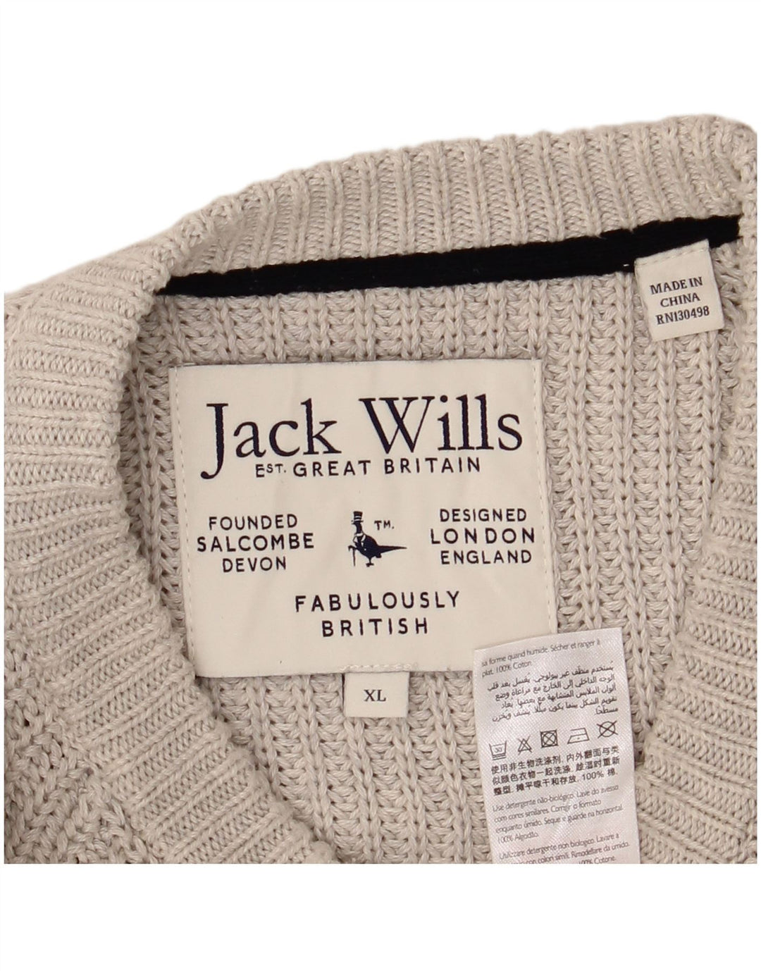JACK WILLS Herre Boat Neck Jumper Sweater XL Grå Bomuld