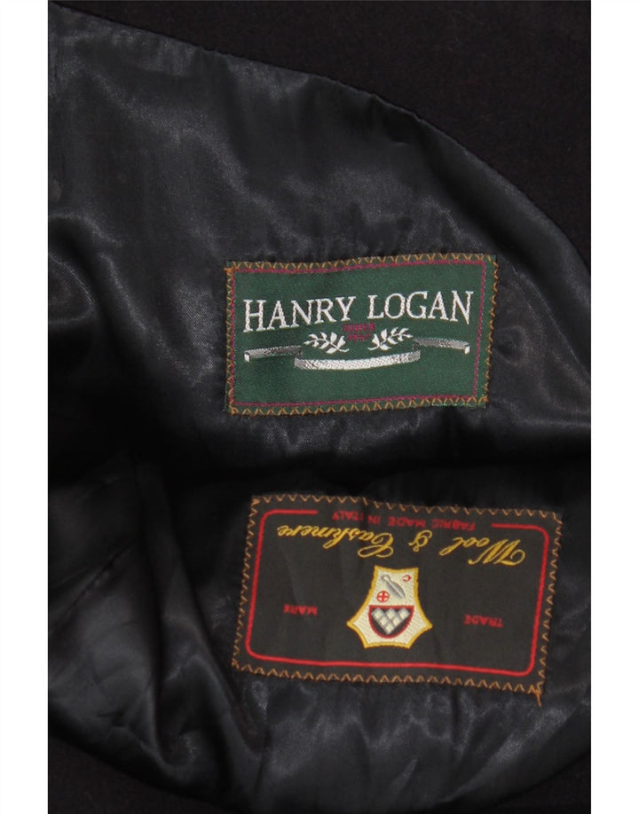 VINTAGE Herre Overfrakke UK 40 Large Navy Blue Wool