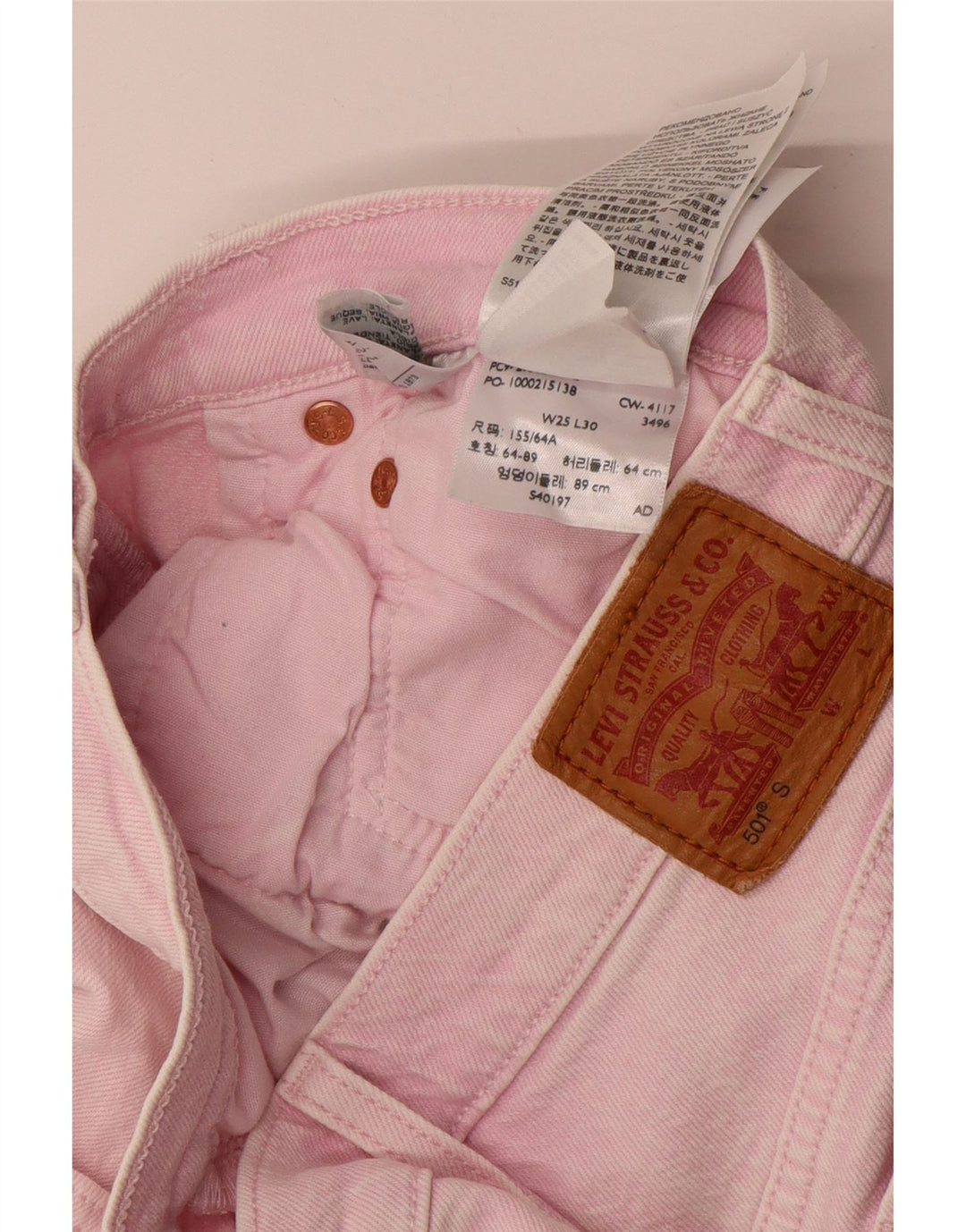 Levi's Dame 501 Straight Jeans W25 L30 Pink Bomuld
