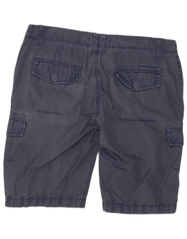 Calvin Klein Mens Cargo Shorts W33 Medium Navy Blue Pinstripe Cotton