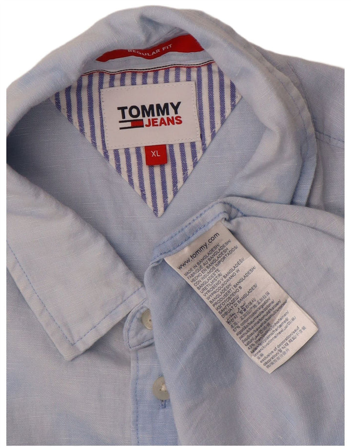 TOMMY HILFIGER Herre Regular Fit skjorte XL Blue Tie Dye Bomuld