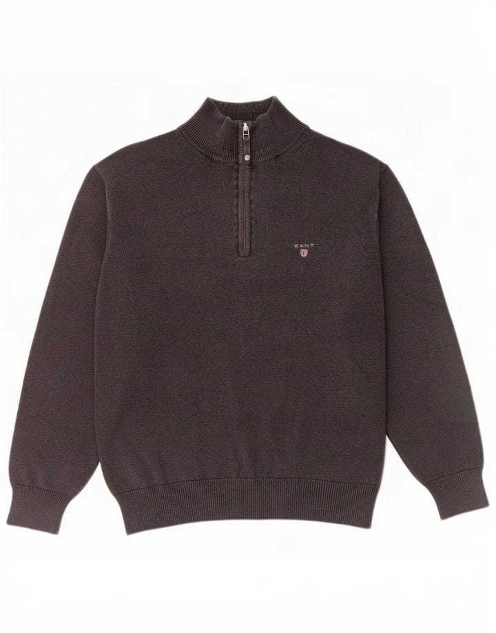 Gant Herre Zip Neck Jumper Sweater Medium Grey Bomuld
