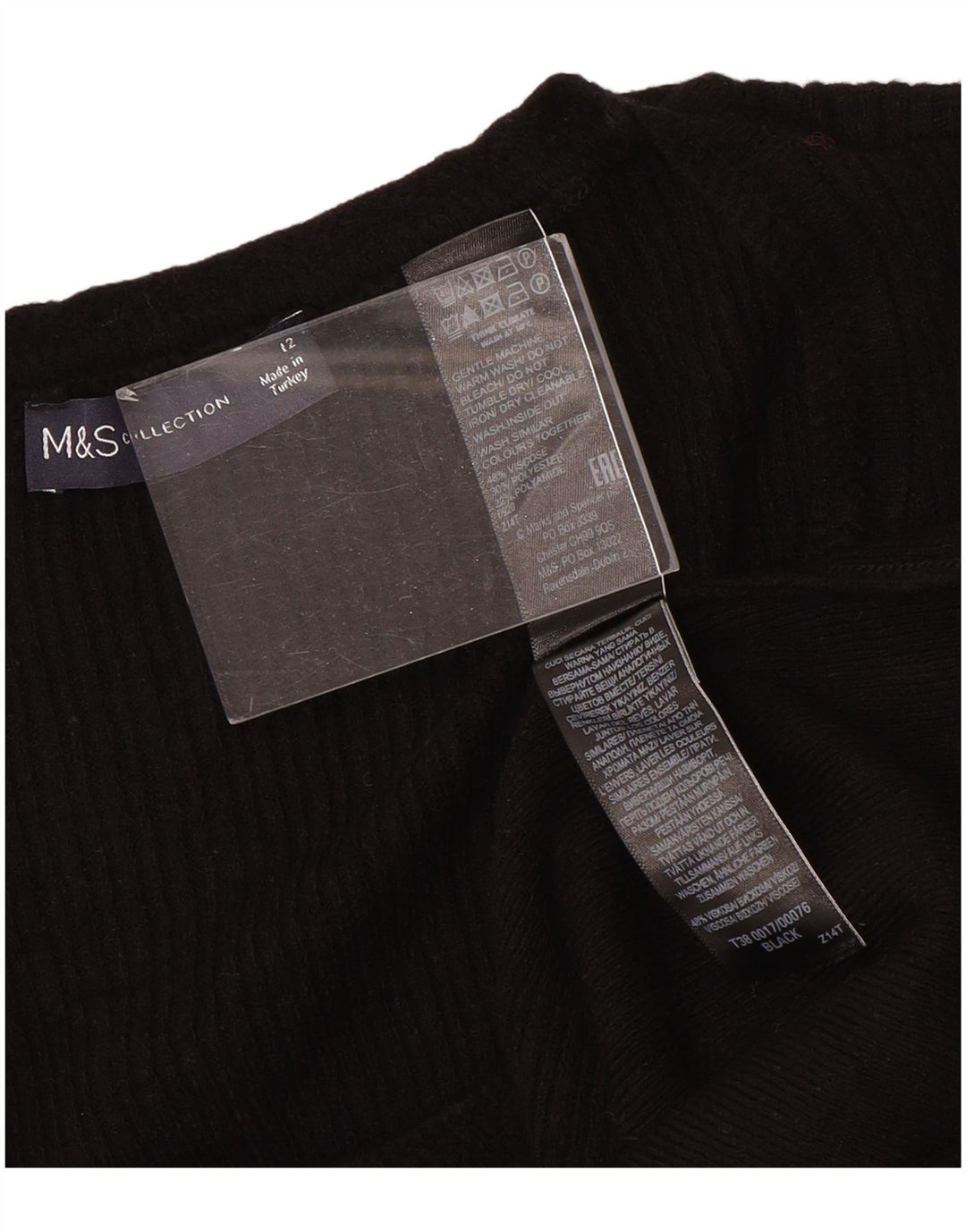 Marks & Spencer Dame Boat Neck Jumper Sweater UK 12 Medium Black Viscose