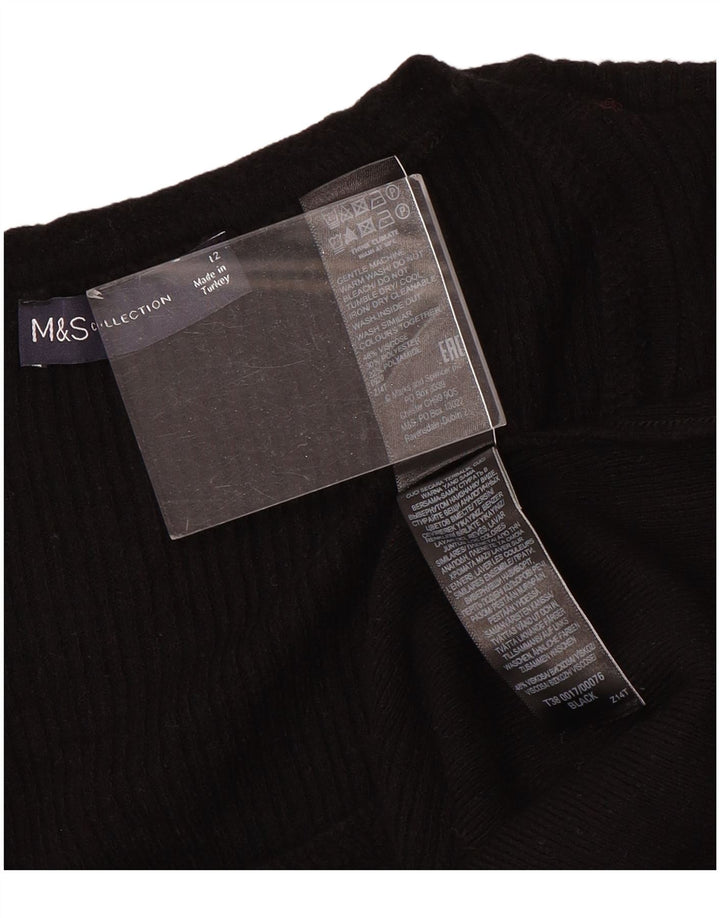 Marks & Spencer Dame Boat Neck Jumper Sweater UK 12 Medium Black Viscose