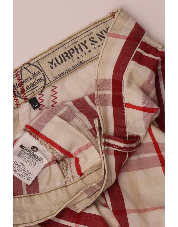 Murphy & Nye Chino-shorts til mænd W34 Store røde plaid bomuld