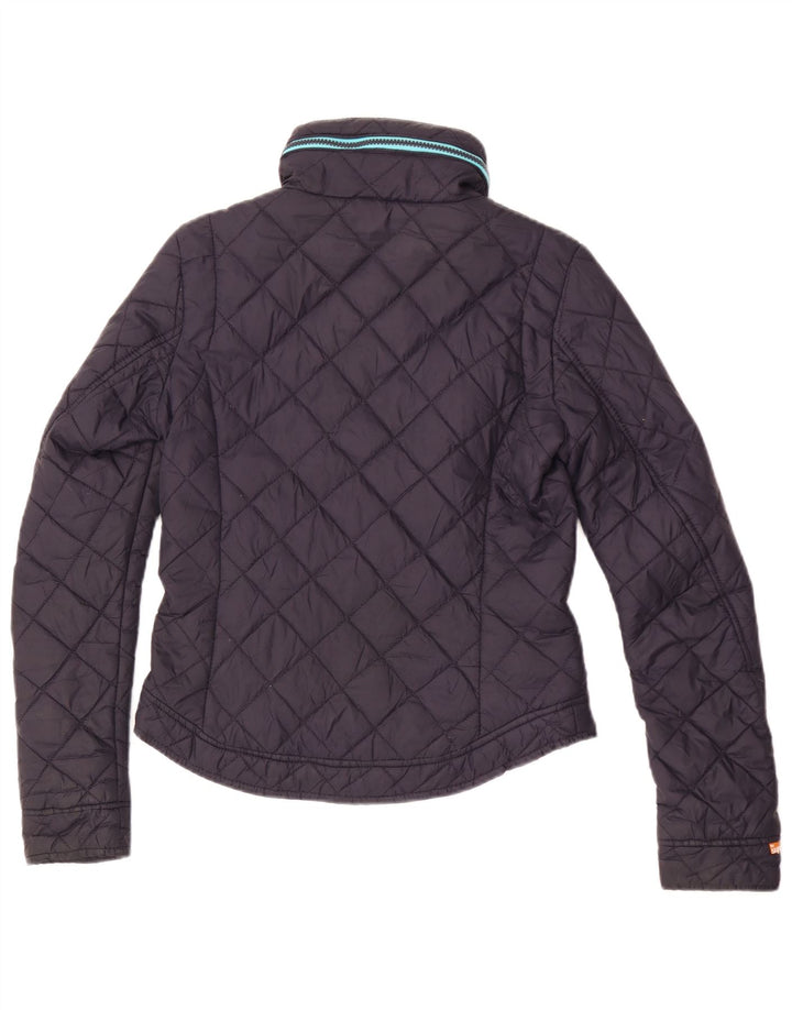 Superdry Quiltet jakke med hætte til kvinder UK 6 XS Marineblå