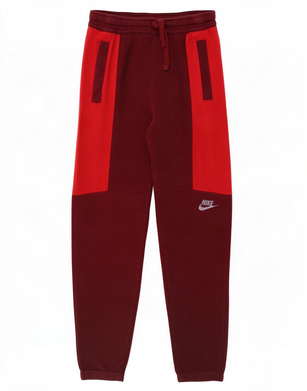 Nike Boys Tracksuit Trousers Joggers 12-13 Years Large Burgundy Colourblock