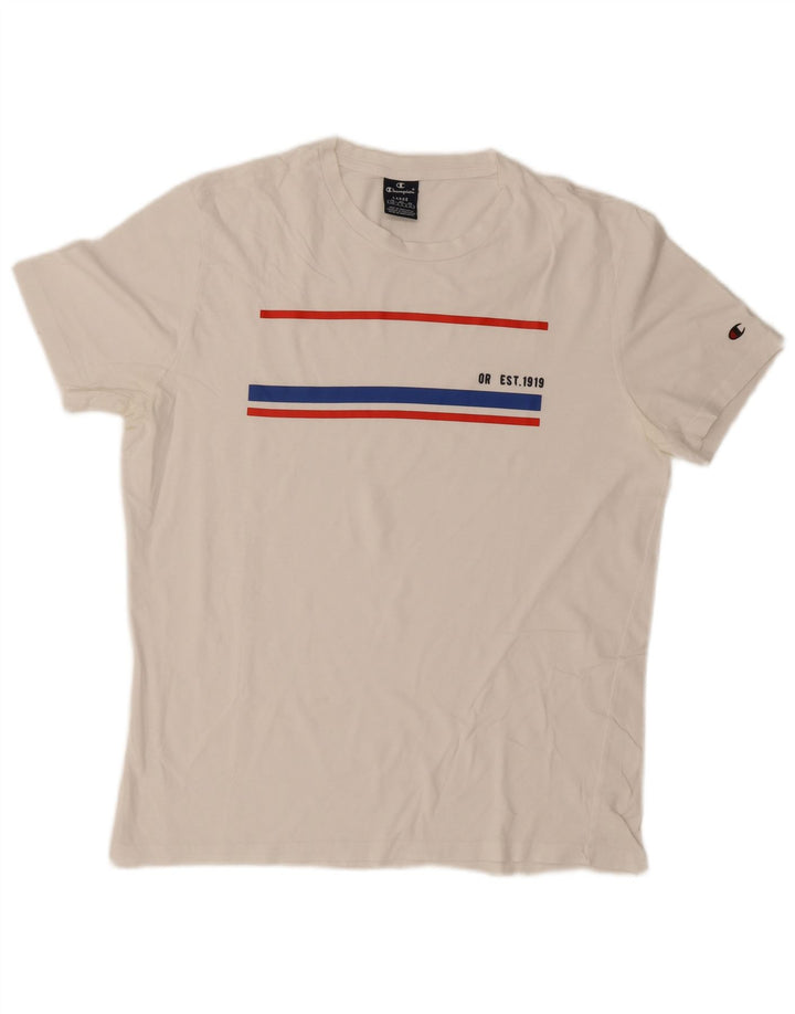 Champion Herre Grafisk T-Shirt Top Stor Hvid