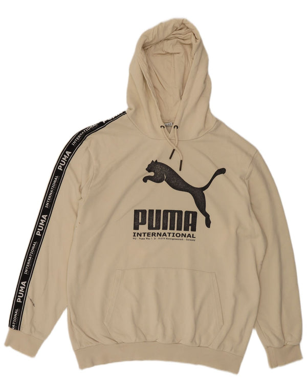 Puma Herre Grafisk Loose Fit Hoodie Jumper Medium Off White Colourblock