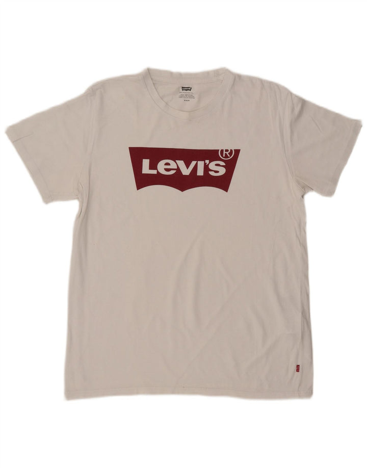 LEVI'S Herre grafisk T-shirt Top Medium Hvid Bomuld