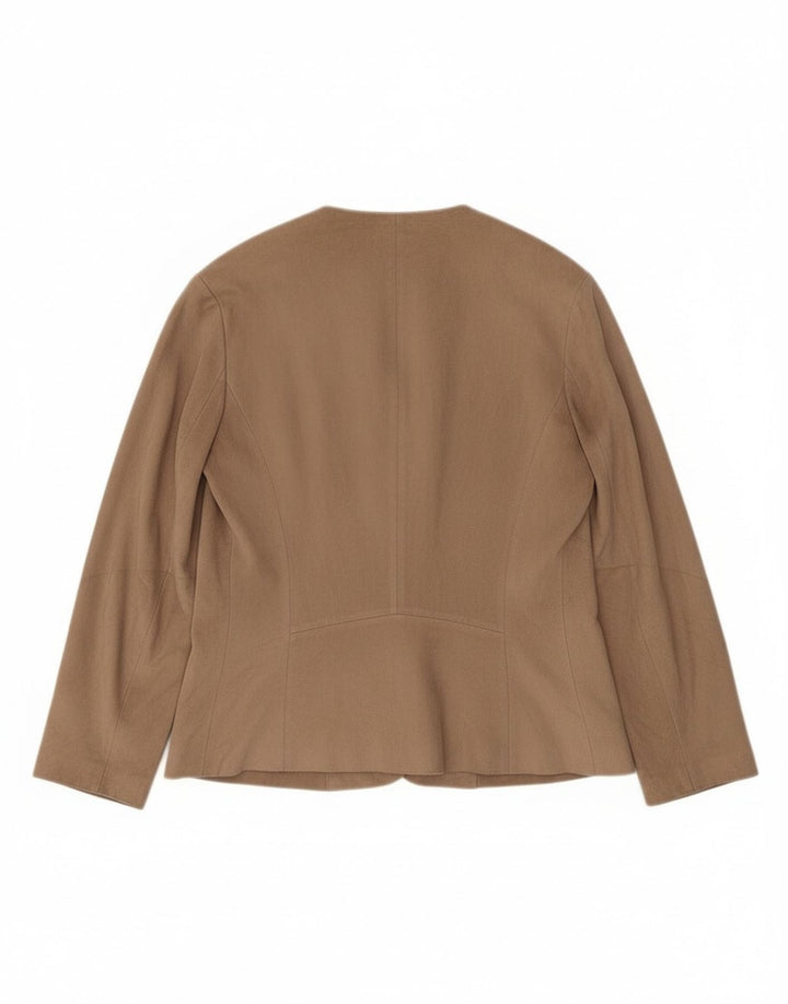 Zara dame cardigan top 3/4 ærmer UK 14 medium beige polyester