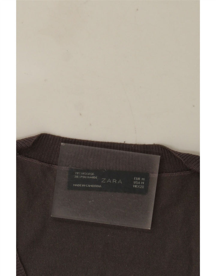 Zara Dame Vest Tank Top UK 12 Medium Grey Viscose
