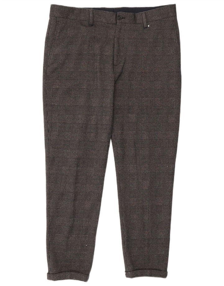 ZARA Slim Chino Bukser til mænd EU 44 Large W34 L27 Grå Houndstooth