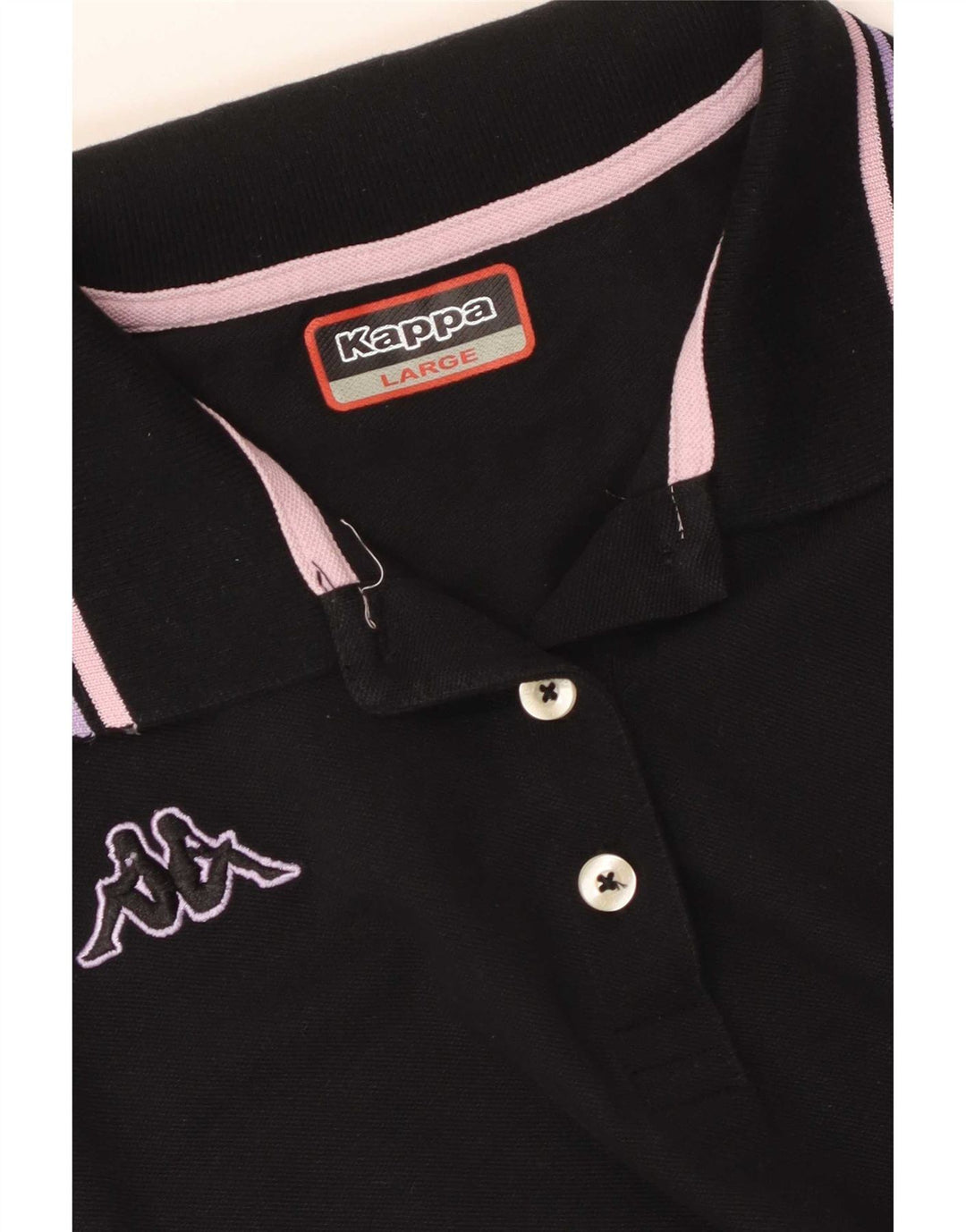 Kappa Dame Polo Shirt UK 14 Stor Sort Colourblock