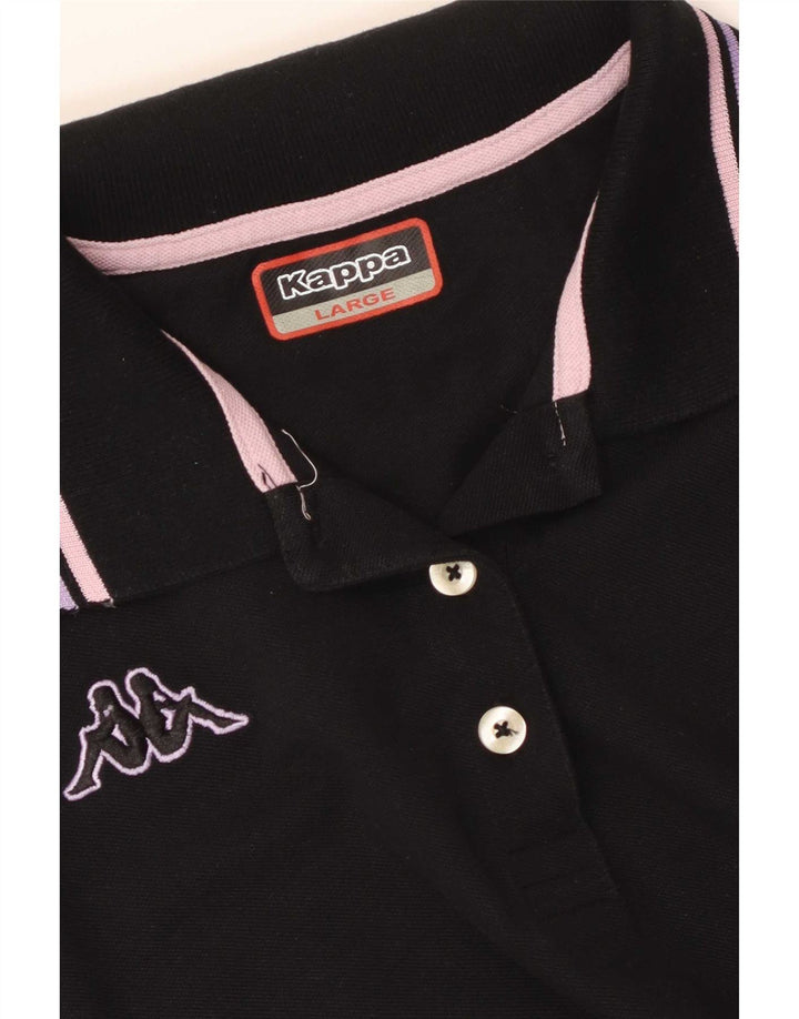 Kappa Dame Polo Shirt UK 14 Stor Sort Colourblock
