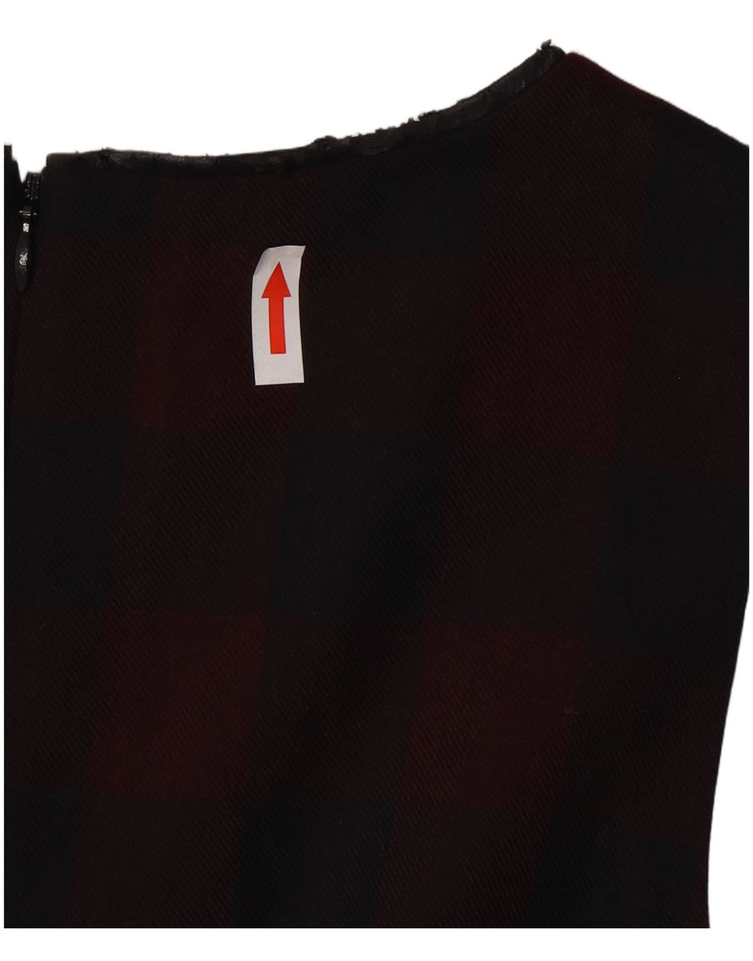 Oasis Dame Ærmeløs A-Line Kjole UK 8 Small Burgundy Gingham Polyester
