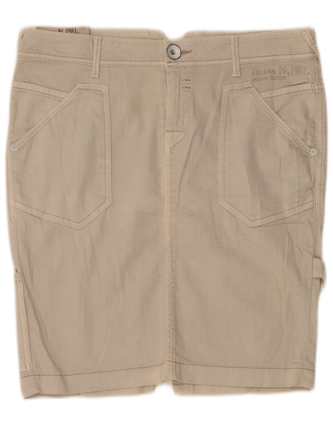 Guess Dame Denim Cargo Nederdel W28 Medium Beige Bomuld